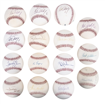 Lot of (15) Los Angeles Dodgers Greats Signed Baseballs Including Sandy Koufax, Pee Wee Reese (2), Rickey Henderson, Lasorda, Sutton, Garvey, Wilhelm and a 1967 Team Signed Baseball (JSA Auction LOA)